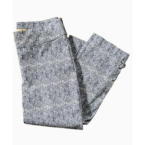 Philosophy Republic Pull on Stretch Ankle Pants White Blue Paisley SZ Med